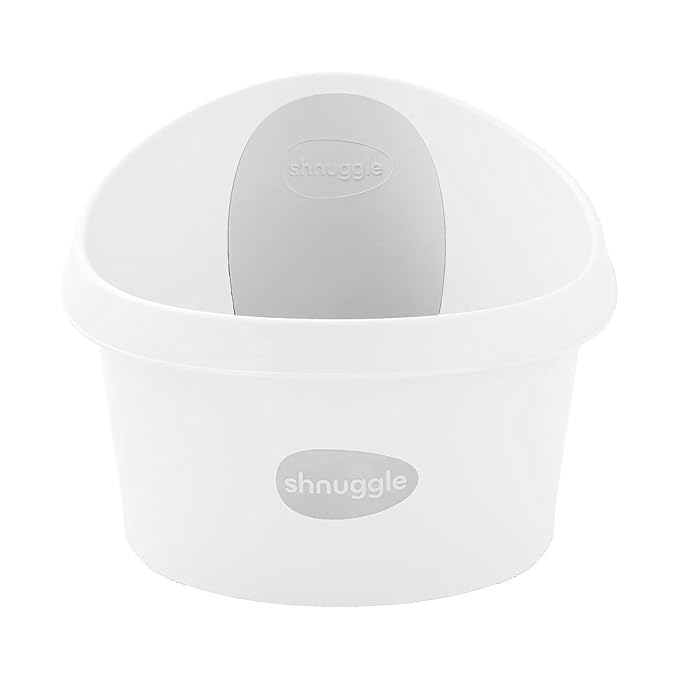 Toddler Bath Tub | Larger Bath for Bigger Kids at Bathtime | Includes Warm and Soft Foam backrest | Grippy Anti-Slip Surface | Includes Easy Drain Bath Plug | White & Grey