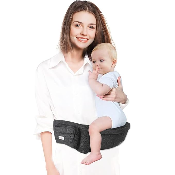 Baby Hip Carrier, Hip Seat Baby Carrierwith Adjustable Waistband, Ergonomic No-Slipped Seat, Breathable Materials for Newborns to Toddlers(Black
