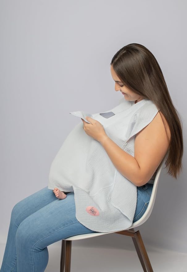 Muslin Nursing Cover for Baby Breastfeeding โwith Peekaboo Window -100% Breathable Cotton Privacy Nursing Shawl - Multiuse Apron for Moms