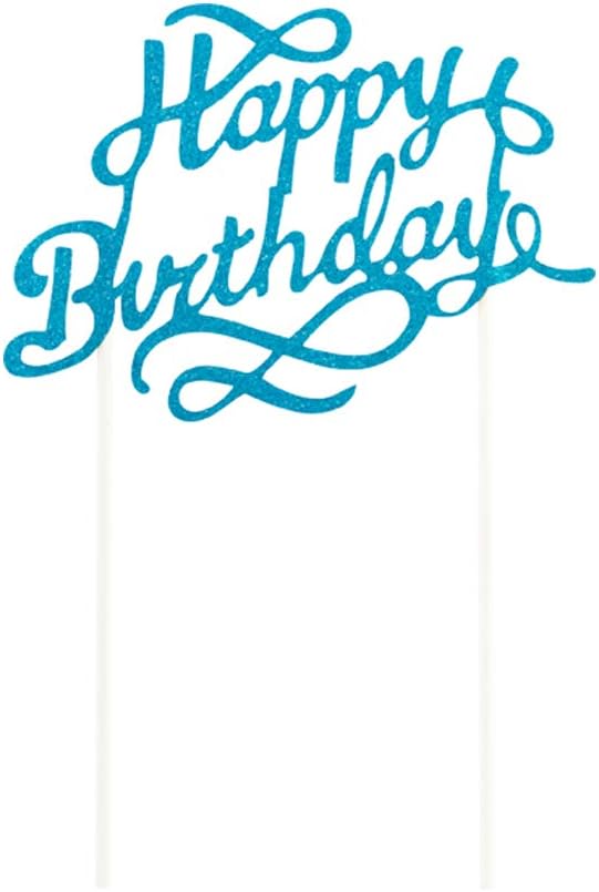 Restaurantware Top Cake 6 X 6 Inch Cake Toppers 100 Happy Birthday Cake Topper Inserts - Durable With Glitter Detail Blue Paper Cake Decoration Birthday Baby Shower Wedding Supplies