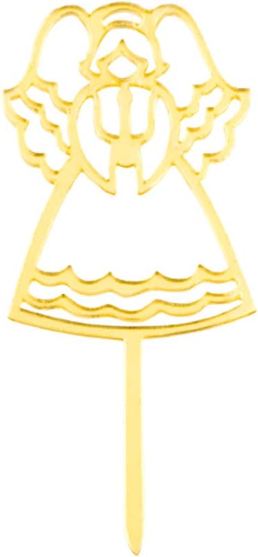 Restaurantware-3 x 1.3 Inch Angel Cake Toppers, 100 Mirrored Angel Cupcake Toppers - With Wings And Halos, For Baby Showers, Birthday Parties, Weddings, Or Baptisms, Gold Acrylic Cupcake Toppers