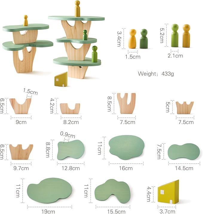 Wooden Tree Toy 15 PCS Wood Stacking Forest Toys for Toddlers, Peg Doll and Tree Sensory Toys Educational Balancing Activities Toy, Montessori Toys for Toddlers 1 2 3 Year Old