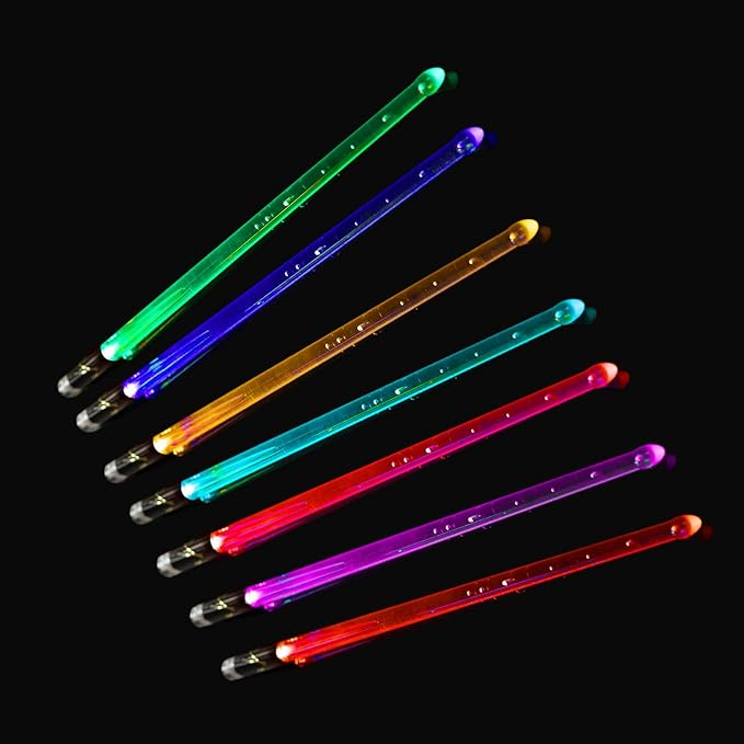 Light Up Drum Sticks Rechargeable 15 Color Changing Led Personalized Drumsticks for Kids Drummer Gifts Drum Accessories