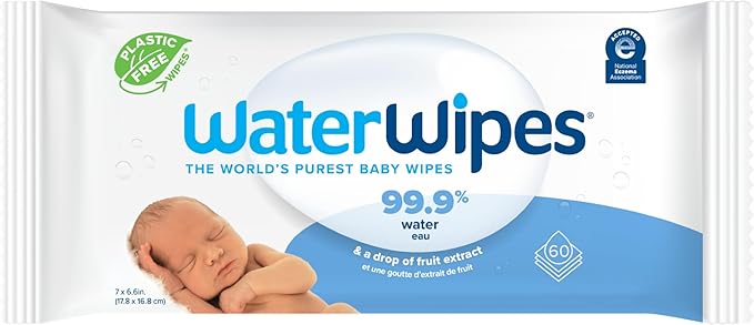WaterWipes Sensitive+ Newborn & Baby Wipes, 3-In-1 Cleans, Cares, Protects, 99.9% Water, Unscented & Hypoallergenic, 60 Count