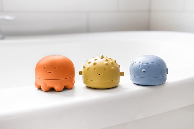 Ubbi Muted Color Bath Squeeze Toys, Baby Bath Accessory, Water Toys for Toddler Bath Time Play