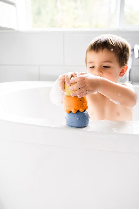 Ubbi Muted Color Bath Squeeze Toys, Baby Bath Accessory, Water Toys for Toddler Bath Time Play
