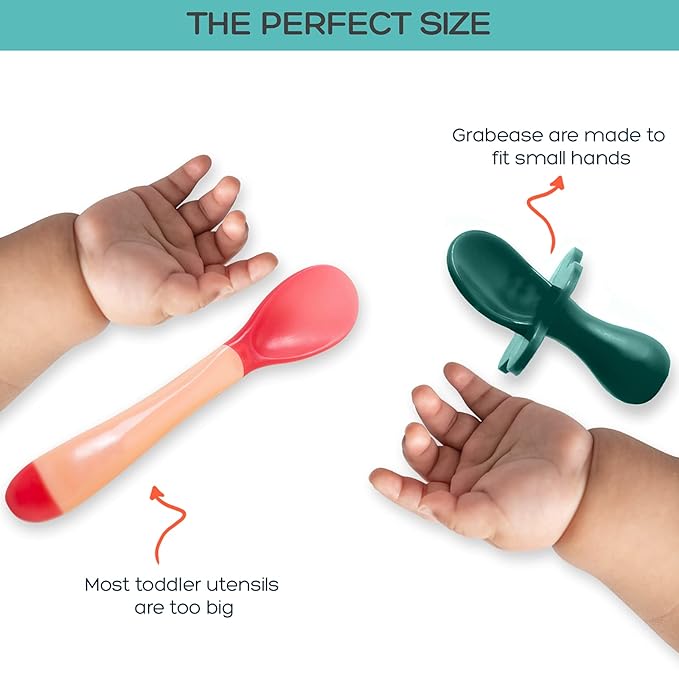 Grabease Baby Spoons Feeding Supplies Baby Led Weaning Supplies Toddler Utensils, BPA-Free & Phthalate-Free for Baby & Toddler, 1 Set, green