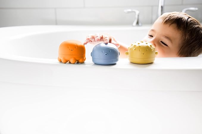 Ubbi Muted Color Bath Squeeze Toys, Baby Bath Accessory, Water Toys for Toddler Bath Time Play
