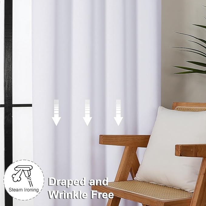 Simplebrand Ava Pure White Curtains 36 Inches Long 2 Panels, Light Filtering Half Window Rod Pocket Privacy Short Curtains, Thermal Insulated Curtain Tiers for Kitchen Bathroom Shades, W40 x L36 Inch