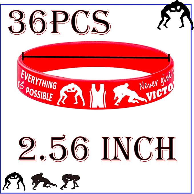 CupaPlay 36 PCS Wrestling Silicone Wristband - Brazilian Jiu-Jitsu Party theme Birthday Party Decorations Supplies Favors
