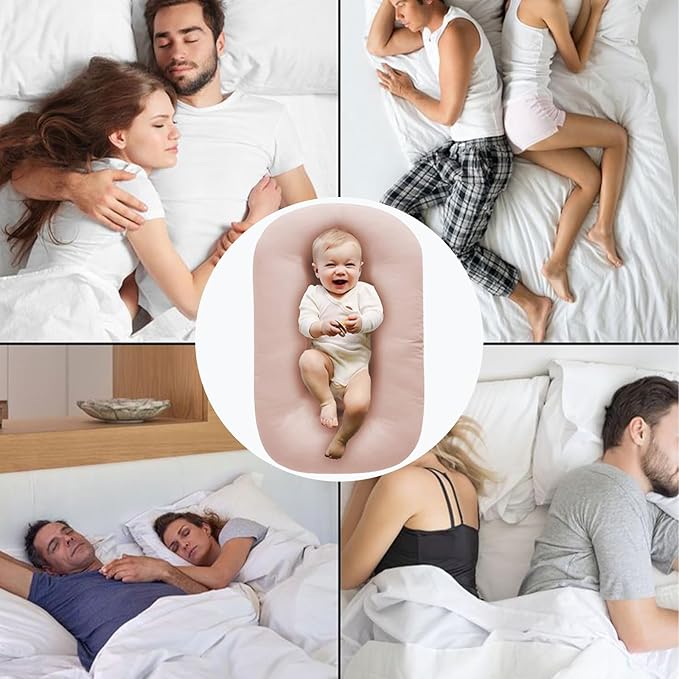 Baby Lounger Play Mat,Baby Lounger for Newborn Tummy Time for Baby in Bed,0° Angle Newborn Lounger Baby Nest for Boys & Girls 0-12 Months-Pink