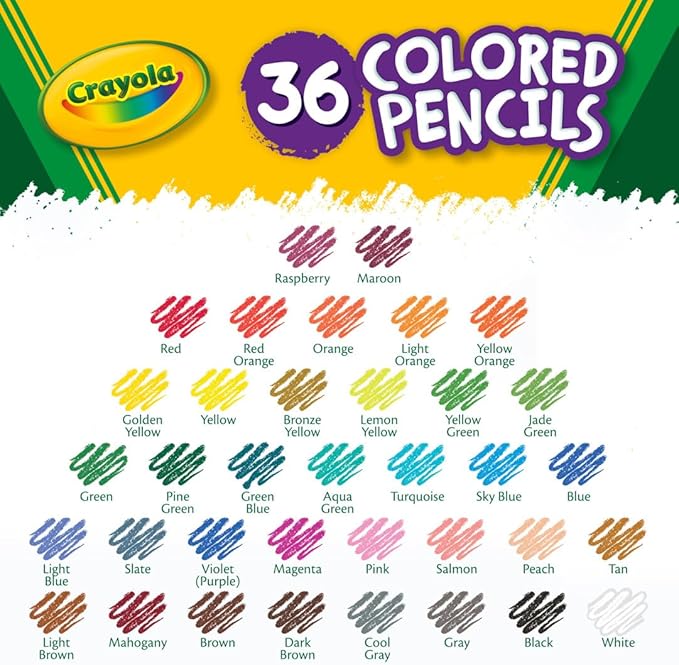 Crayola Colored Pencils (36ct), Kids Pencils Set, Arts & Crafts Supplies, Coloring Book Pencils, Gifts for Kids & Toddlers, Ages 3+