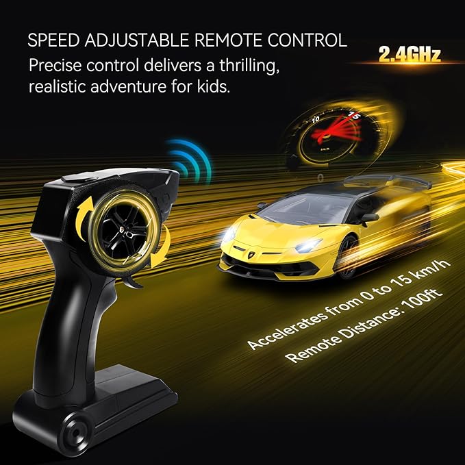 Lamborghini Remote Control Car, Officially Licensed 1:14 Lambo RC Car for Boys Girls Birthday Gift, Yellow Toys for 3 4 5 Years Old(Yellow)