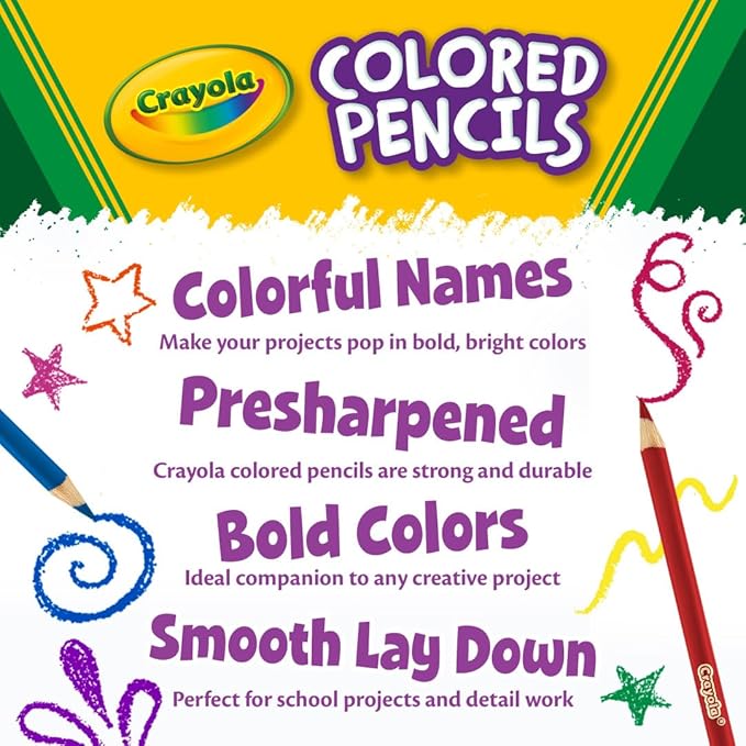 Crayola Colored Pencils (36ct), Kids Pencils Set, Arts & Crafts Supplies, Coloring Book Pencils, Gifts for Kids & Toddlers, Ages 3+