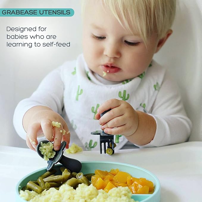 Grabease Baby Spoons Feeding Supplies Baby Led Weaning Supplies Toddler Utensils, BPA-Free & Phthalate-Free for Baby & Toddler, 1 Set, green