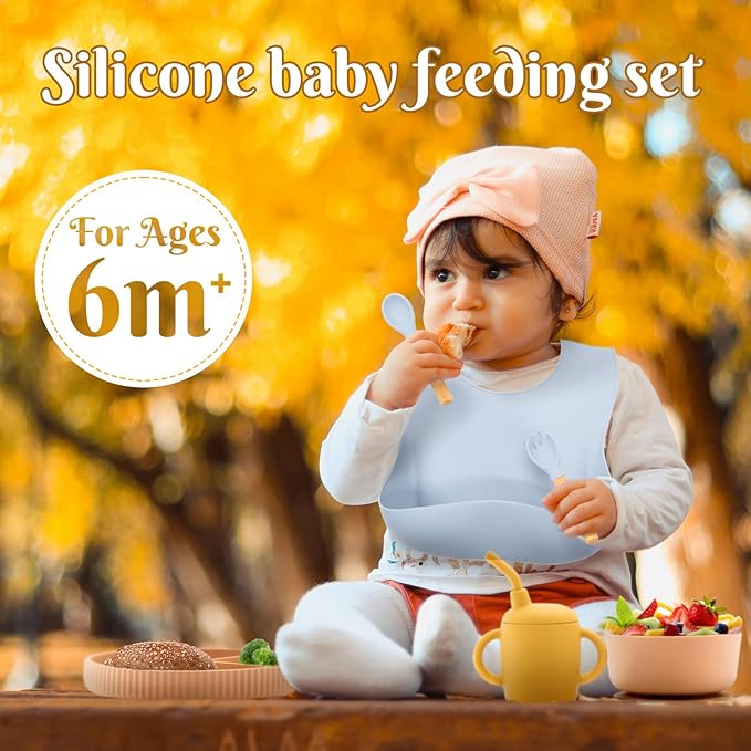 Silicone Baby Feeding Set 21 Pcs, Led Weaning Supplies, Baby Feeding EatincSupplies Set BPA Free, Essentialsfor Newborn Gift Mixed