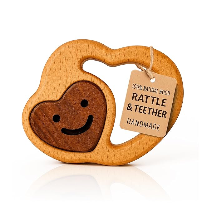 Baby Essentials β Wooden Teething Toy for 3β6 Months | Natural Baby Rattle | Safe Toys for Newborns