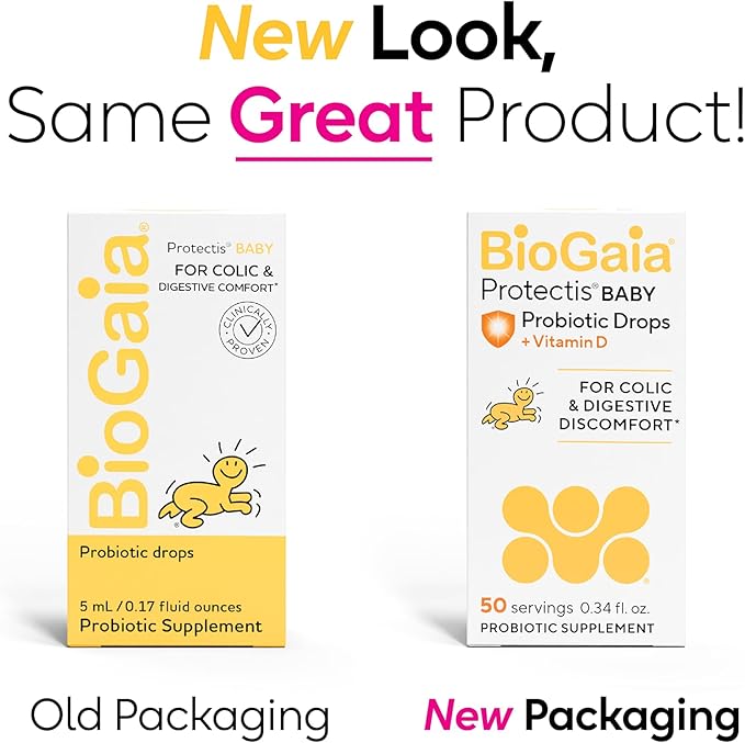 BioGaia Baby Probiotic Drops - Colic & Gas Relief + Vitamin D, 50-Day Supply, Safe for Newborns, Reduces Crying, Fussing, Colic, Gas, Spit-ups & Constipation, No allergens, Dairy or Soy (Pack of 2)