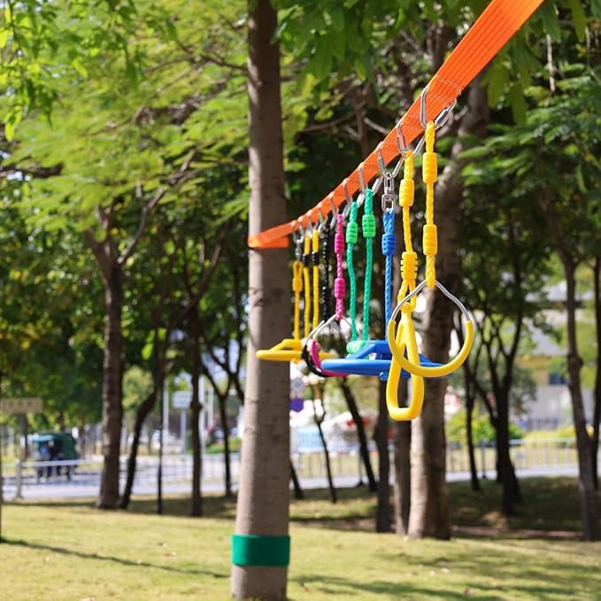Kids Ninja Monkey Bars 2 Packs for Slackline Accessories for Slackline Obstacle Course for Backyard Attachments to Most Any Home Playground Equipment Sets