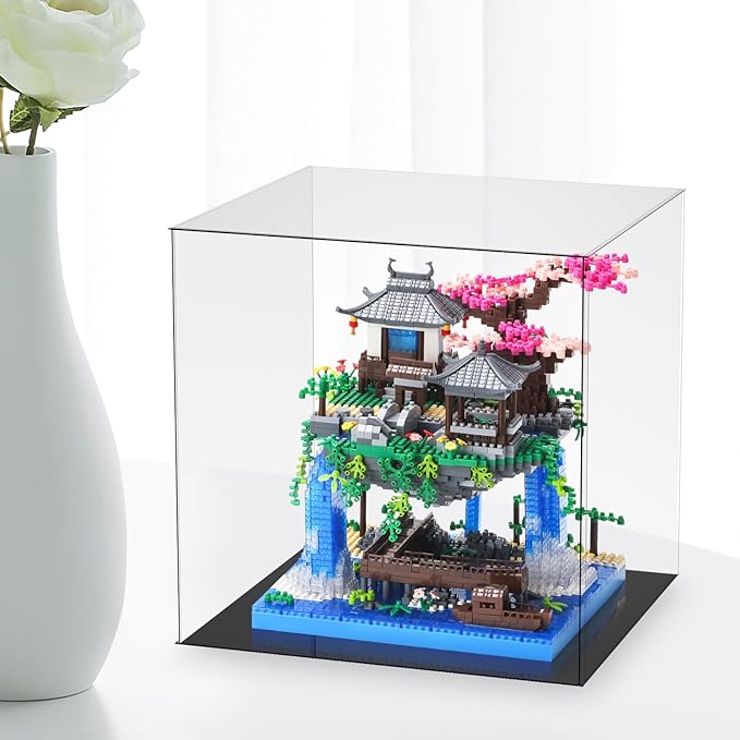 Cherry Blossom Bonsai Tree Building Block Sets with Acrylic Display Box Chinese Architecture of Peach Blossom Micro Mini Building Set Toy Gift for Kids Adults(3320 Pieces)