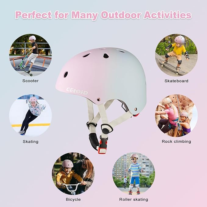 Kids Bike Helmet,Toddler Skateboard Helmets for Ages 2-3-5-8-14 Years Boys Girls,Adjustable Multi-Sport Bicycle Skateboarding Football Roller Skating Scooter Rollerblade Balance Bike Helmet