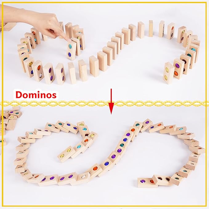 128pcs Wooden Building Blocks Set Rainbow Stacking Game Rainbow Stacker Acrylic Block Construction Toy Sensory Montessori Toys Colorful Preschool Learning Educational Learning Toys for Boys Girls