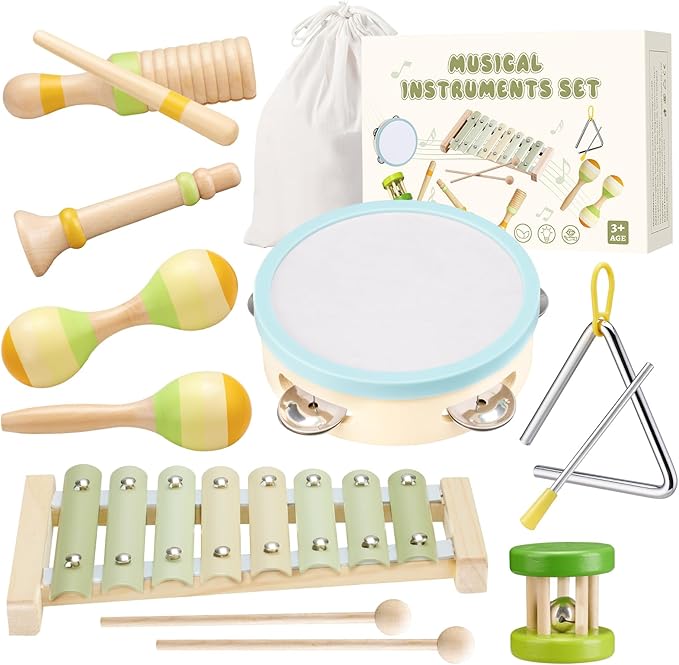Xylophone for Toddlers 1-3, Montessori Toys for 1 Year Old, Baby Instruments Wooden Percussion Set, Baby Xylophone for Boys and Girls, Preschool Educational Birthday Gifts