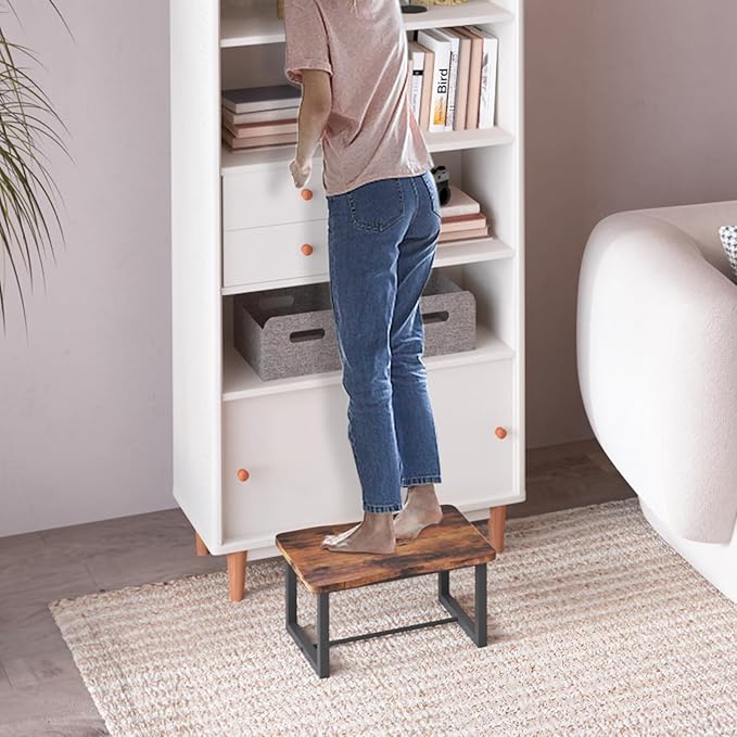 Wooden Step Stool,Stepping Stool for Adult & Kids,Wood One Step for Kitchen, Bedroom, Living Room, Bathroom Hold up to 500lbs