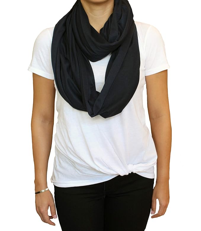 LK Baby Infinity Nursing Scarf Breastfeeding Cover Ultra Soft Premium Jersey Polyester- 100% AZO free and Safe for Baby (Black)
