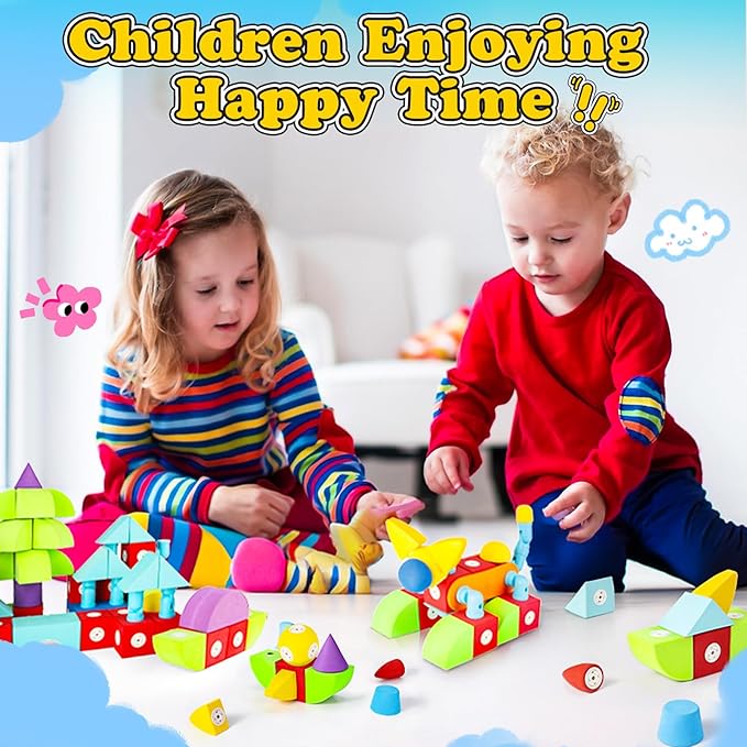 Magnetic Foam Blocks for 3 4 5 6 7 8 Toddler 18PCS Magnetic Building Blocks Sensory Toys Soft & Comfortable Travel Bath for Boys Girls