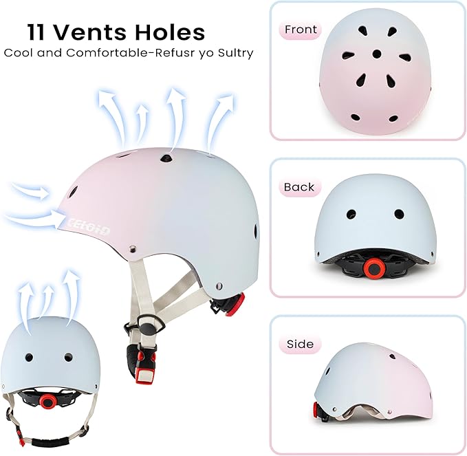 Kids Bike Helmet,Toddler Skateboard Helmets for Ages 2-3-5-8-14 Years Boys Girls,Adjustable Multi-Sport Bicycle Skateboarding Football Roller Skating Scooter Rollerblade Balance Bike Helmet