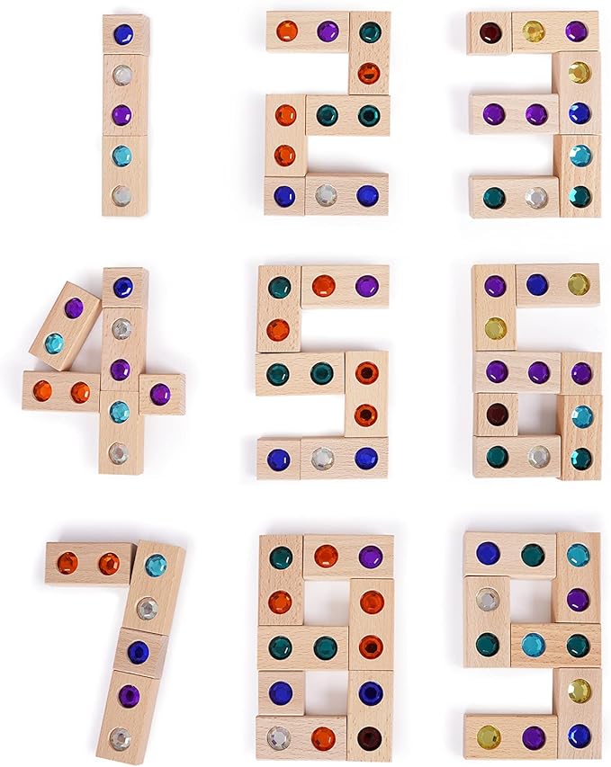 128pcs Wooden Building Blocks Set Rainbow Stacking Game Rainbow Stacker Acrylic Block Construction Toy Sensory Montessori Toys Colorful Preschool Learning Educational Learning Toys for Boys Girls