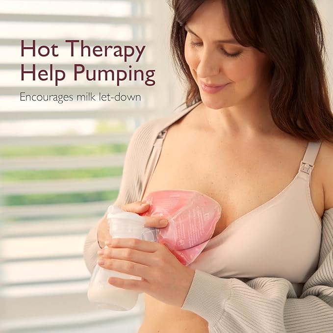 Momcozy Larger Breast Therapy Packs, Hot and Cold Breast Pads with 2 Soft Covers, Breastfeeding Essentials,2 Pack,Pink