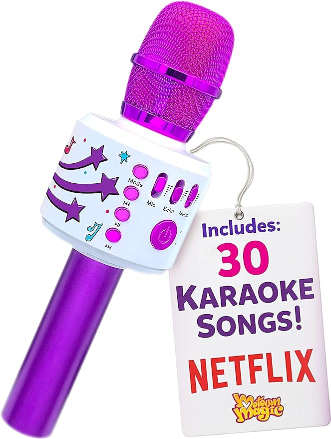 Move2Play, Kids Karaoke Microphone | Includes Bluetooth & Pre-Loaded Songs | Birthday Girls Present for All Ages, 2, 3, 4, 5+ Year Old Girls, Boys & Toddlers (Purple)