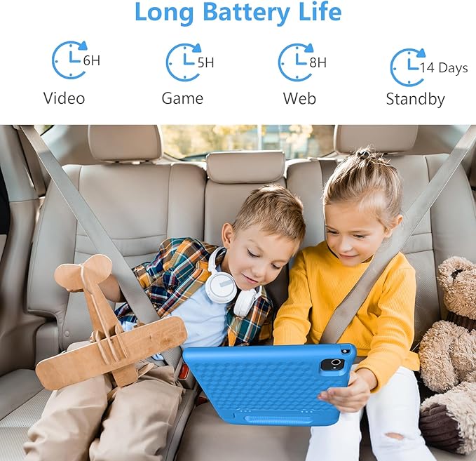 JREN Tablet for Kids|10 Inch Kids Tablet Android 14|Octa-core|64GB|WiFi |Bluetooth|Parental Control|Children Content|Children Toddler Blue