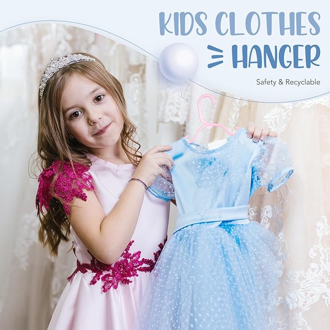 HOUSE DAY Plastic Baby Hangers for Closet 60 Pack, Durable Plastic Kids Hangers for Baby Clothes, Thin & Compact Childrens Hangers, Space Saving Pink Baby Hangers, Small Hangers for Kids Clothes