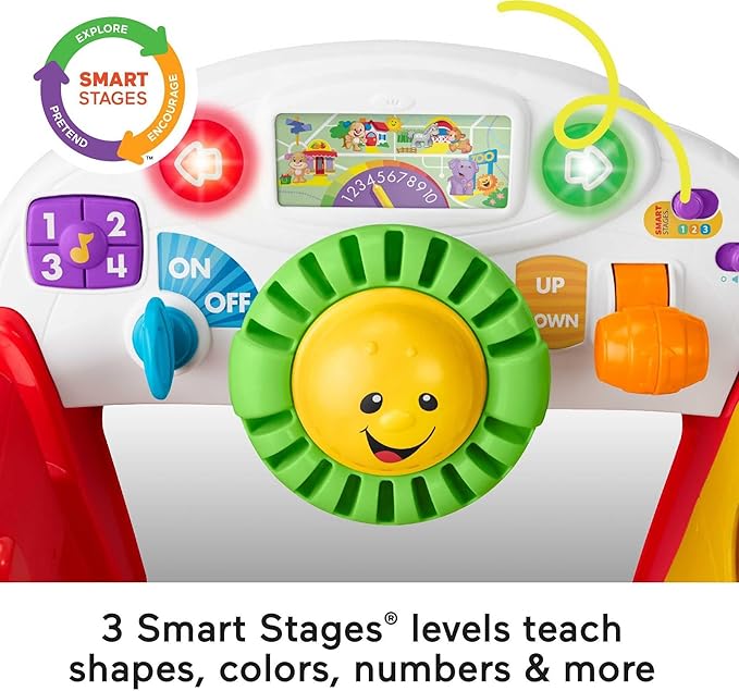 Fisher-Price Baby Toy Laugh & Learn Crawl Around Car Red Activity Center with Educational Music & Lights for Infants Ages 6+ Months (Amazon Exclusive)