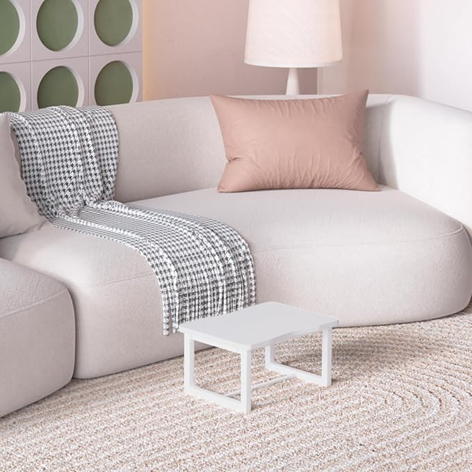 Wooden Step Stool with 500 Pounds, Wide Bed Step Stool for Adults,Wood White Step Stool&Stable Solid Metal Frame for Kitchen, Bedroom, Living Room, Bathroom