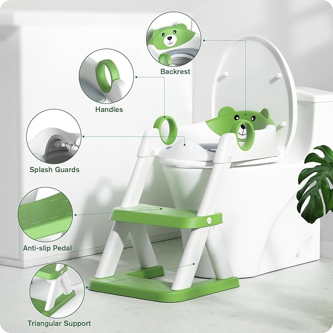 Potty Training Seat, Upgrade Toddler Toilet Seat for Kids Boys Girls, 2 in 1 Potty Training Toilet for Kids, Splash Guard Anti-Slip Pad Step Stool(Upgraded Cushion)