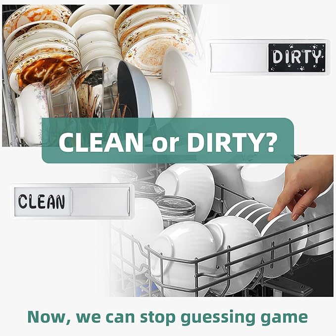 Dishwasher Magnet Clean Dirty Sign,Clean and Dirty Dishwasher Sign,Clean Dirty Magnet for Dishwasher,Dishwasher Clean Dirty Sign,Works for All Dishwashers,Dishwasher Accessories(Silver)