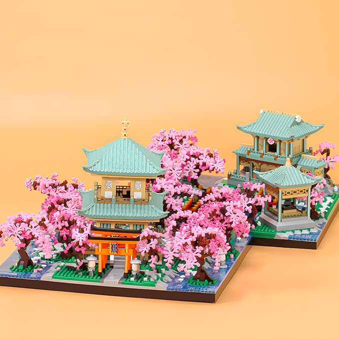 Cherry Blossom Micro Mini Building Block Sets Toy for Adults,Japanese Bonsai Tree House Architecture Gifts for Kids 14+(3809 Pieces)