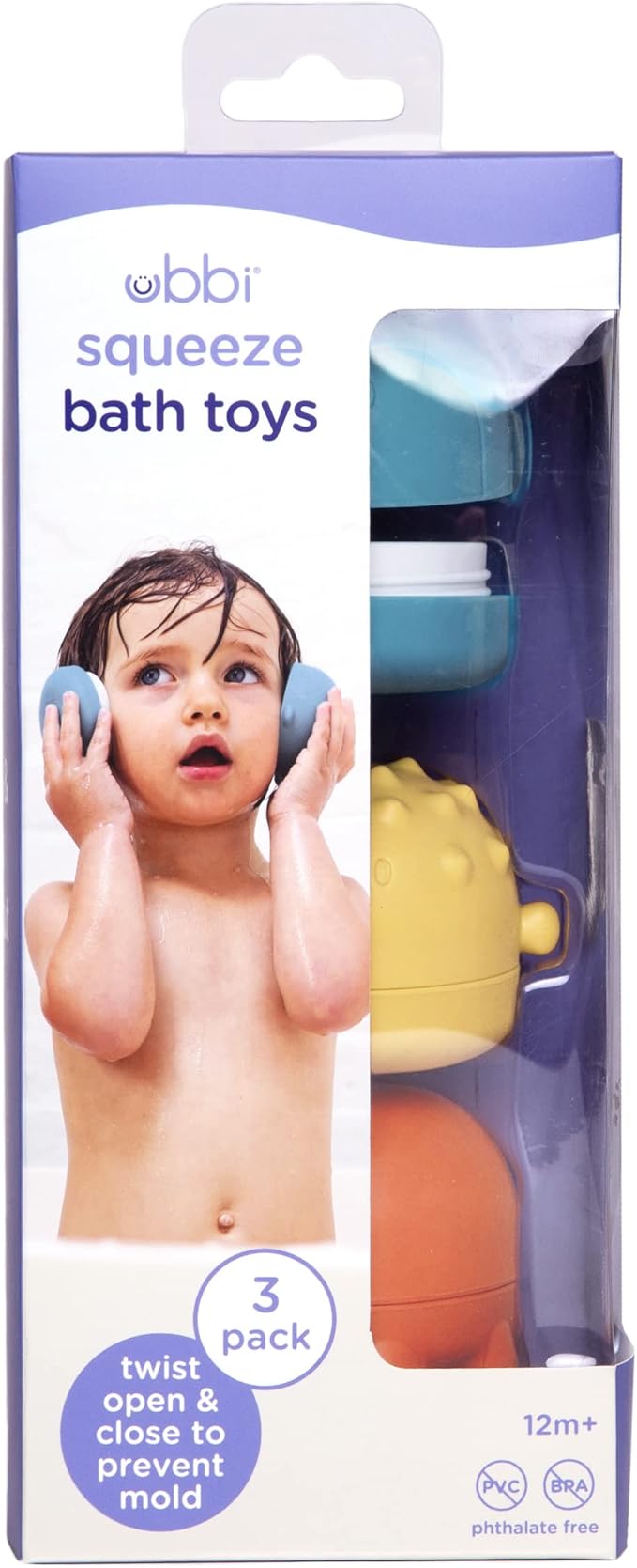 Ubbi Muted Color Bath Squeeze Toys, Baby Bath Accessory, Water Toys for Toddler Bath Time Play