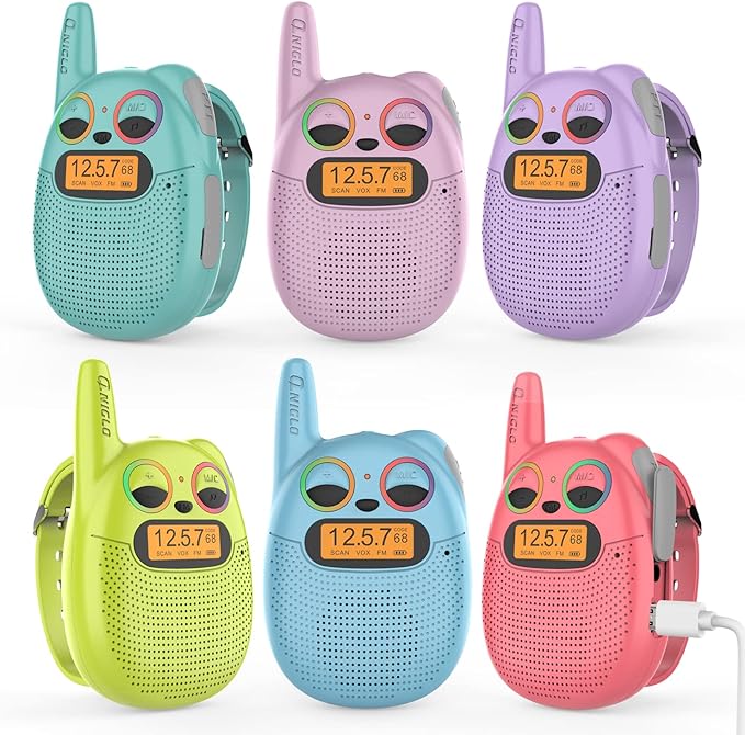 Qniglo Walkie Talkies for Kids Rechargeable, 3-14 Year Old Girls,Boys Gifts,Kids Walky Talky with FM for Outdoor Camping Games,Christmas Birthday Gift for 5 - 10 Year Old Teens Toddlers