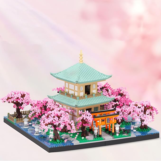 Cherry Blossom Micro Mini Building Block Sets Toy for Adults,Japanese Bonsai Tree House Architecture Gifts for Kids 14+(3809 Pieces)
