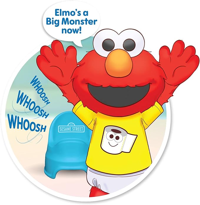 Just Play Sesame Street Potty Time Elmo 12-Inch Sustainable Plush Stuffed Animal, Sounds and Phrases, Potty Training Tool, Kids Toys for Ages 18 Month
