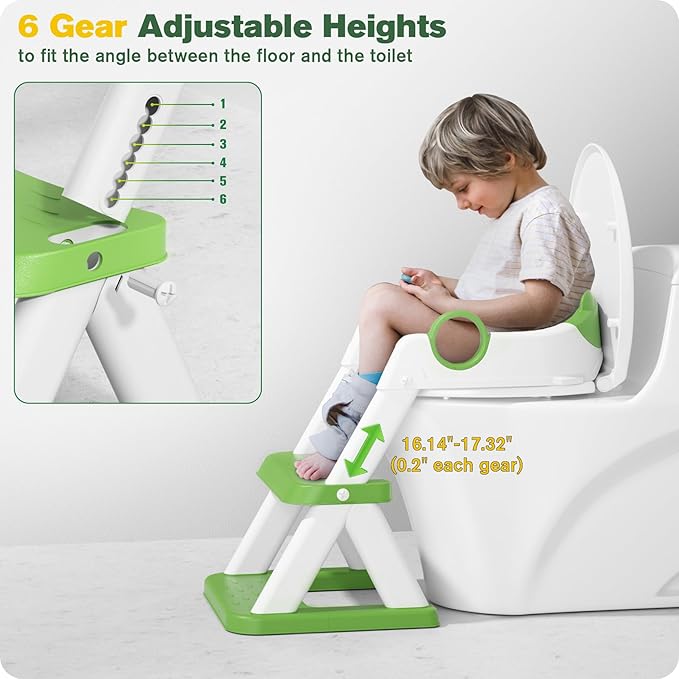 Potty Training Seat, Upgrade Toddler Toilet Seat for Kids Boys Girls, 2 in 1 Potty Training Toilet for Kids, Splash Guard Anti-Slip Pad Step Stool(Upgraded Cushion)