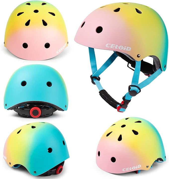 Kids Bike Helmet,Toddler Skateboard Helmets for Ages 2-3-5-8-14 Years Boys Girls,Adjustable Multi-Sport Bicycle Skateboarding Football Roller Skating Scooter Rollerblade Balance Bike Helmet