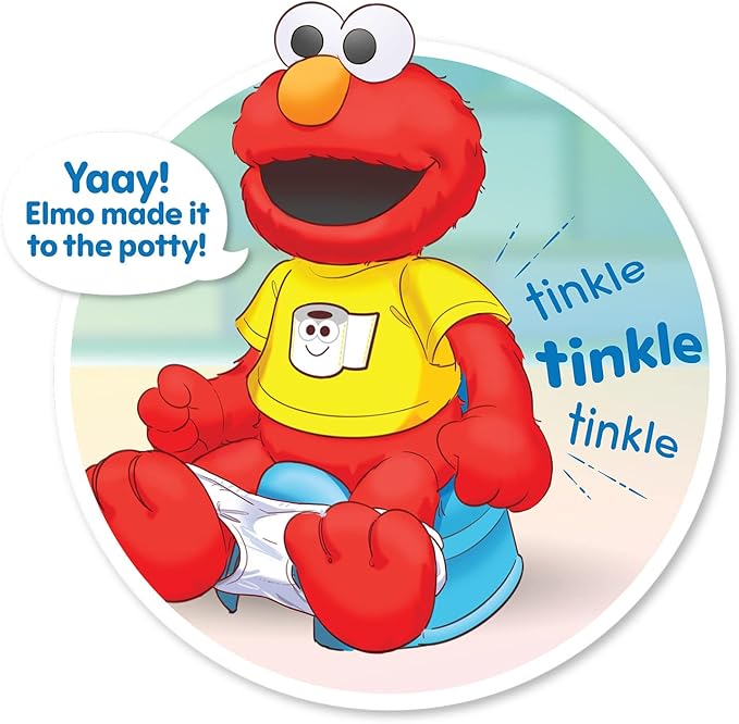 Just Play Sesame Street Potty Time Elmo 12-Inch Sustainable Plush Stuffed Animal, Sounds and Phrases, Potty Training Tool, Kids Toys for Ages 18 Month
