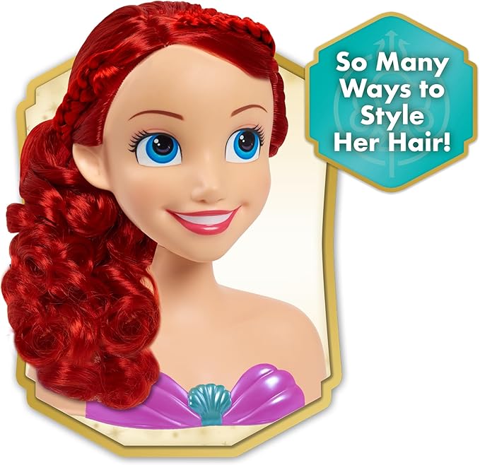 Disney Princess Ariel Styling Head, 18-pieces, Pretend Play, Kids Toys for Ages 3 Up by Just Play
