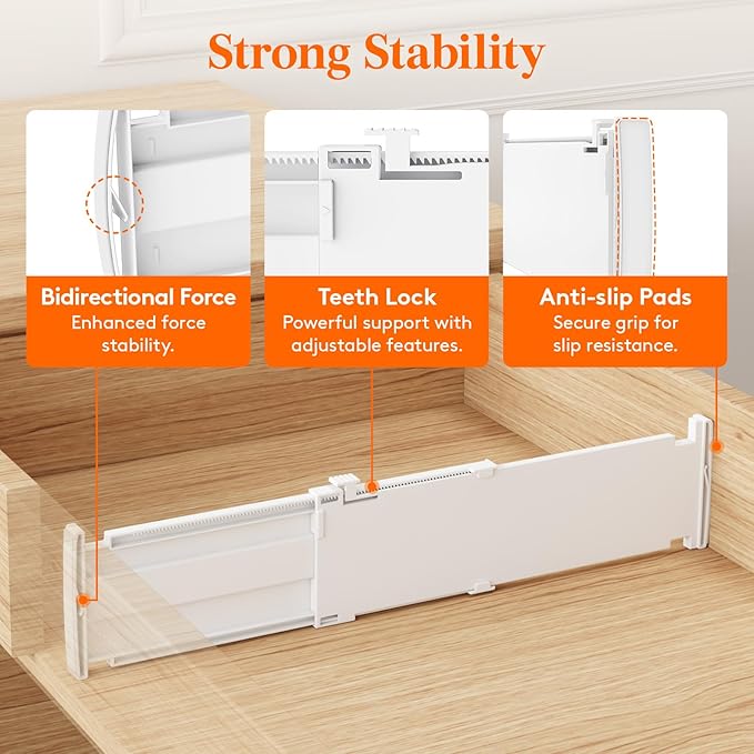 Lifewit 9 Pack Drawer Dividers 4" High, 13.8-22.5" Dresser Drawer Divider, Adjustable Drawer Organizers for Clothes, Plastic Drawers Separators for Dresser, Bedroom, Bathroom, Kitchen, Office